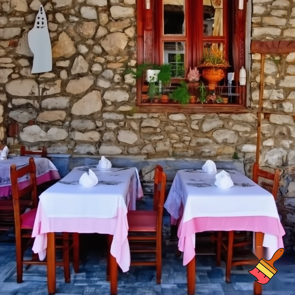 The wall of a restaurant in Greece