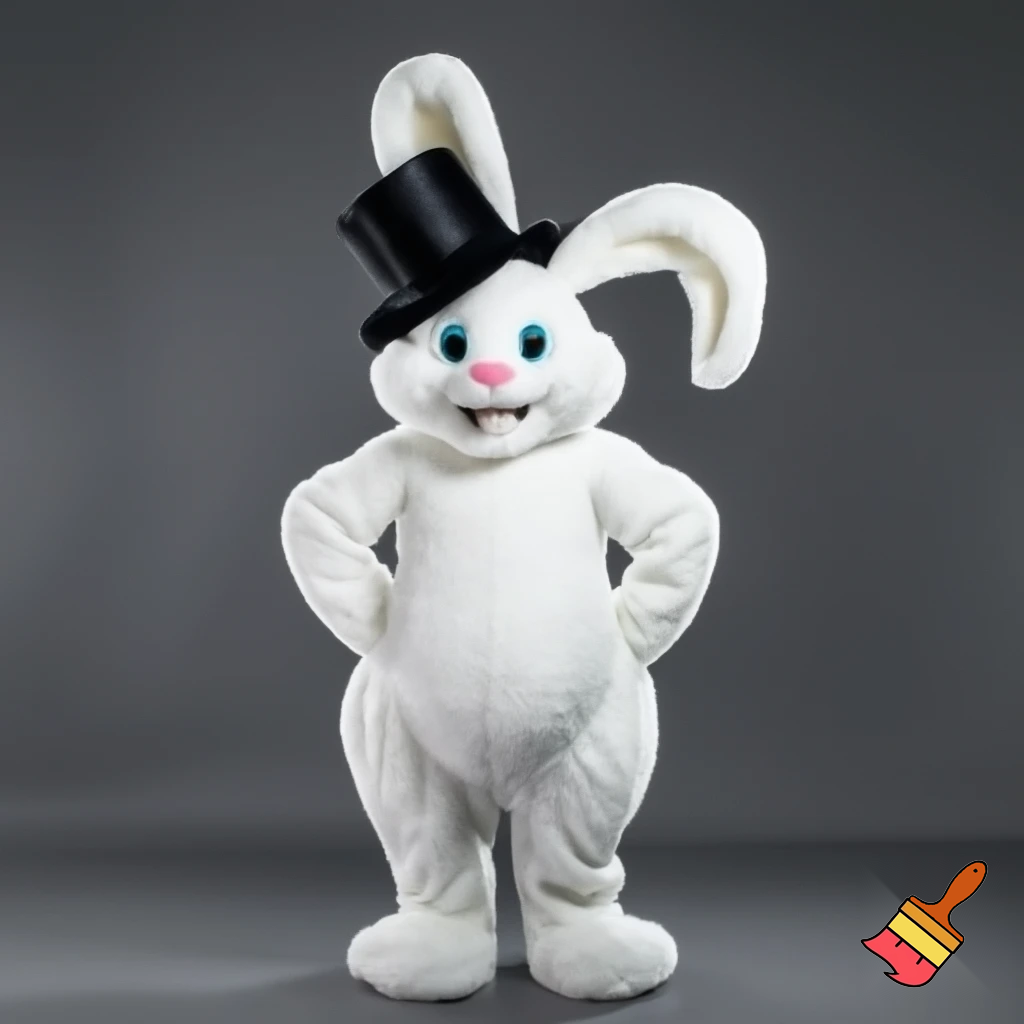 Easter bunny mascot costume top hat mascot costume