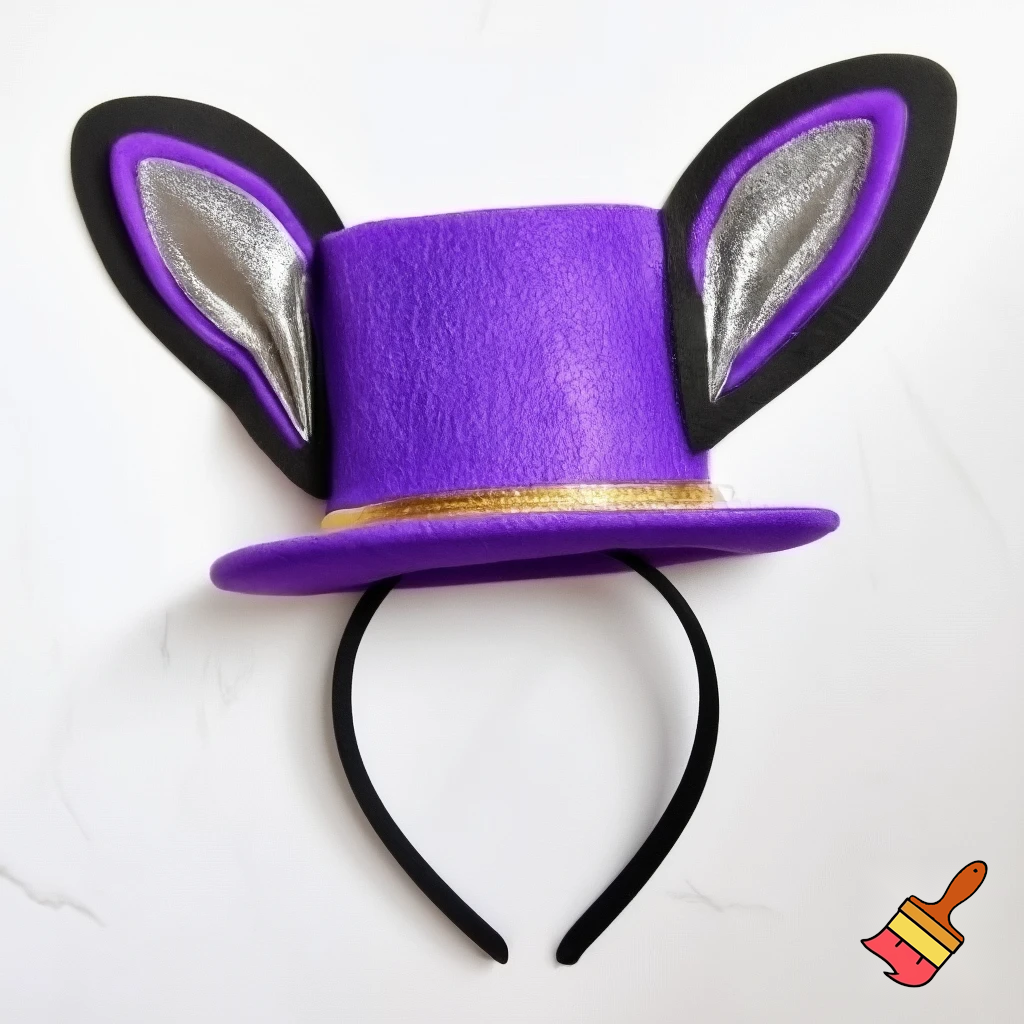 Easter bunny top hat headband, purple and white gold and silver top hat black purple dark purple special hat in delicate purple white, purple and white gold