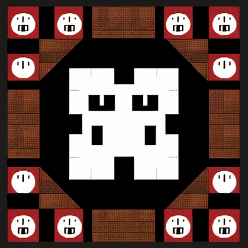 a square with 4 sections the top left section has a creeper face the top right section has enderman eyes the bottom left corner has a cat icon and the last section has two leafs overlapping each other
