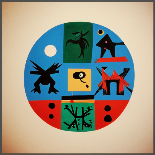 fill a circle with Miro and Max Ernst type features
