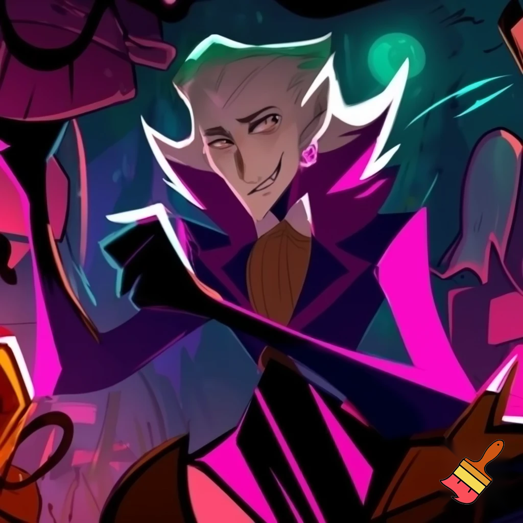 Percival from Vox Machina in the cartoon style of hazbin hotel 