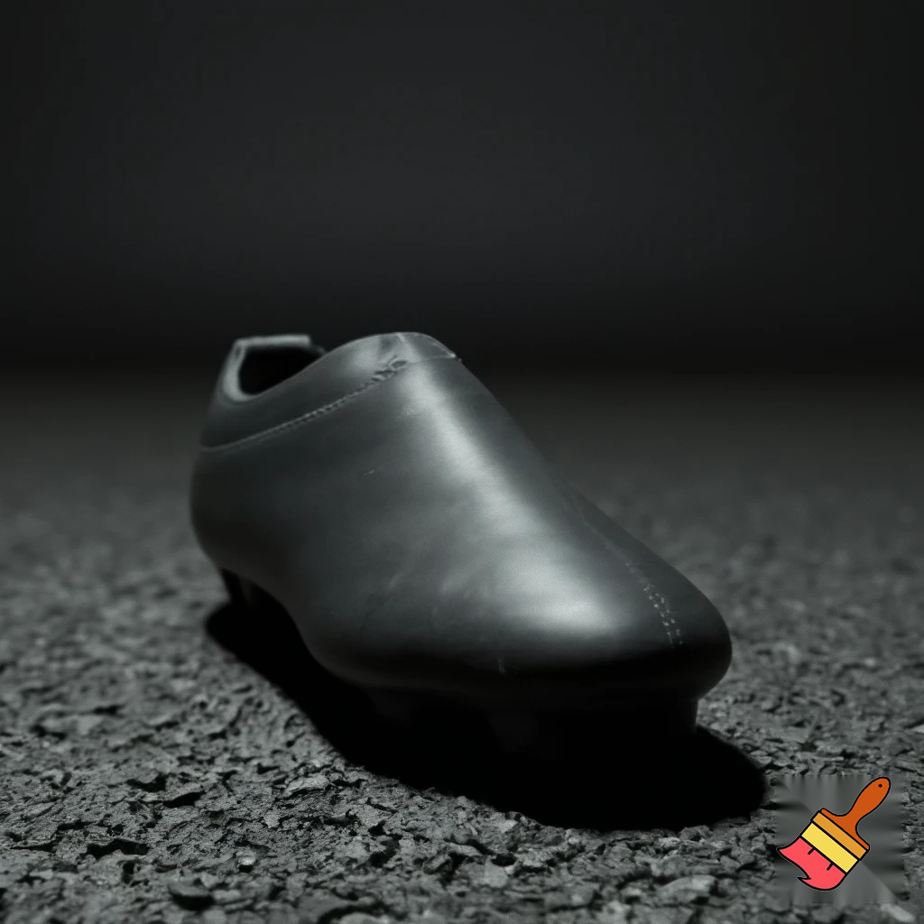 a plain black soccer boot