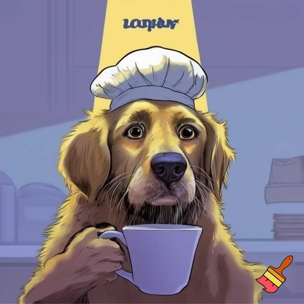 Ein Albumcover für einen Song namens (Airf)Ryan. Es ist ein Song über einen Hund, der süchtig nach Tee ist und ständig mit einem Airfryer verwechselt wird. Es soll im Comic-Stil sein, aber nicht zu übertrieben. Auf dem Cover soll nur der Songtitel stehen, kein weiterer Text