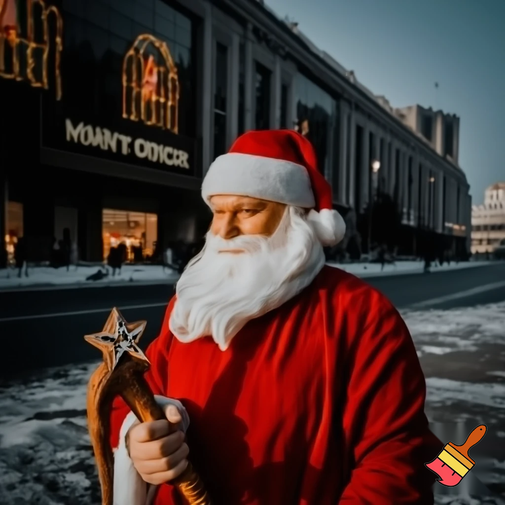  Santa Claus, Russia walking stick with a star shopping centre the real Santa Claus