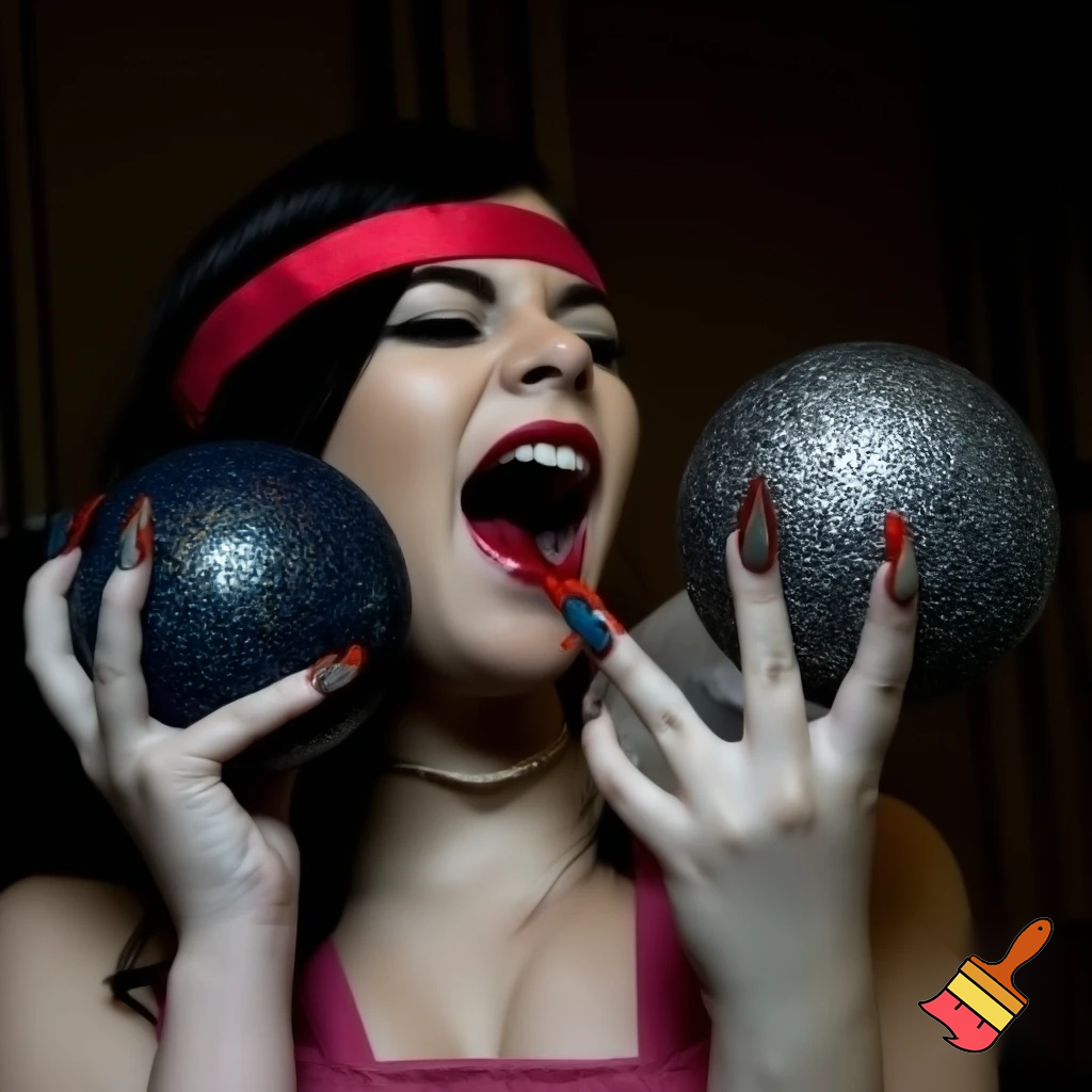                                                                                      A woman very aggressively licks mans balls