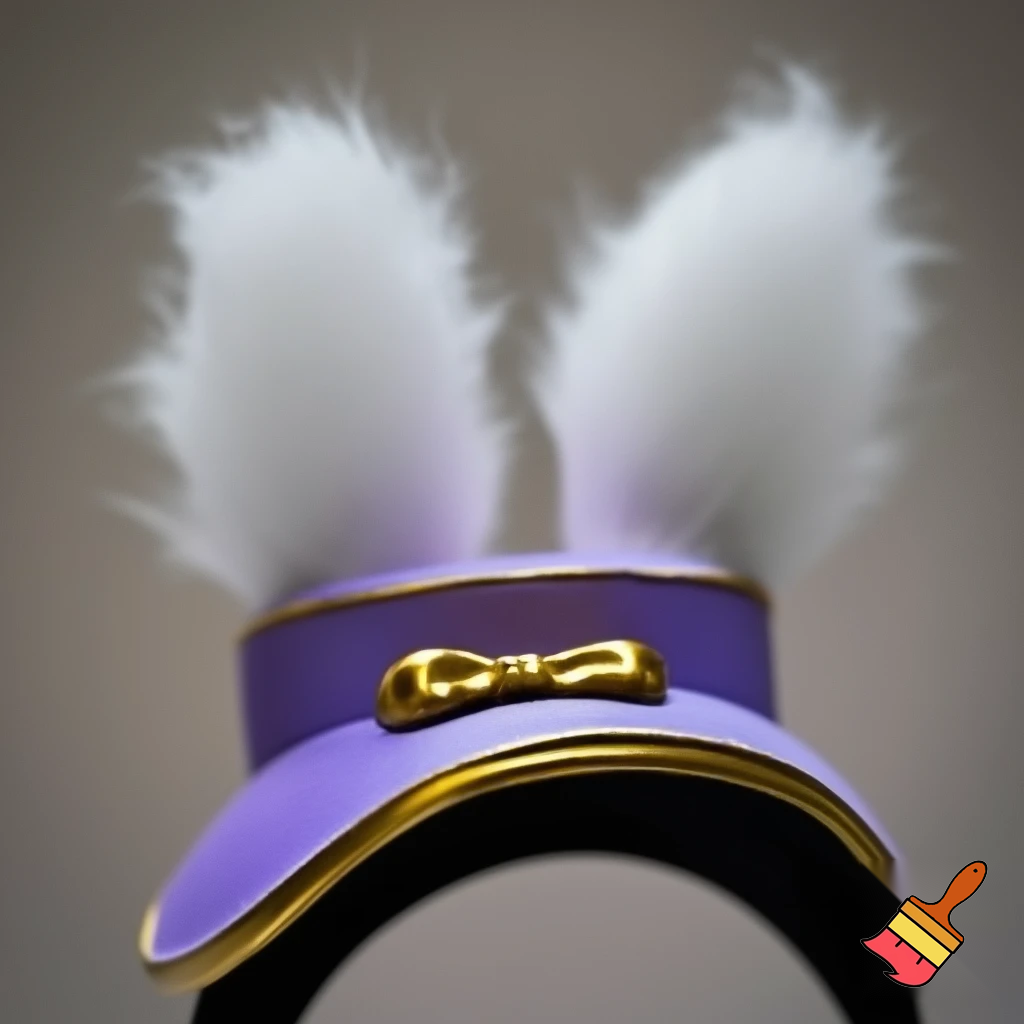 Easter bunny top hat headband, purple and white with gold