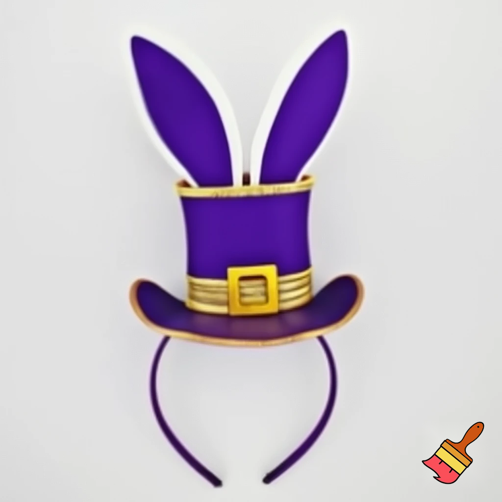 Easter bunny top hat headband, purple and white with gold