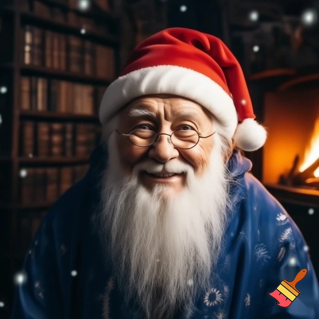 Woo wizard has Christmas hat