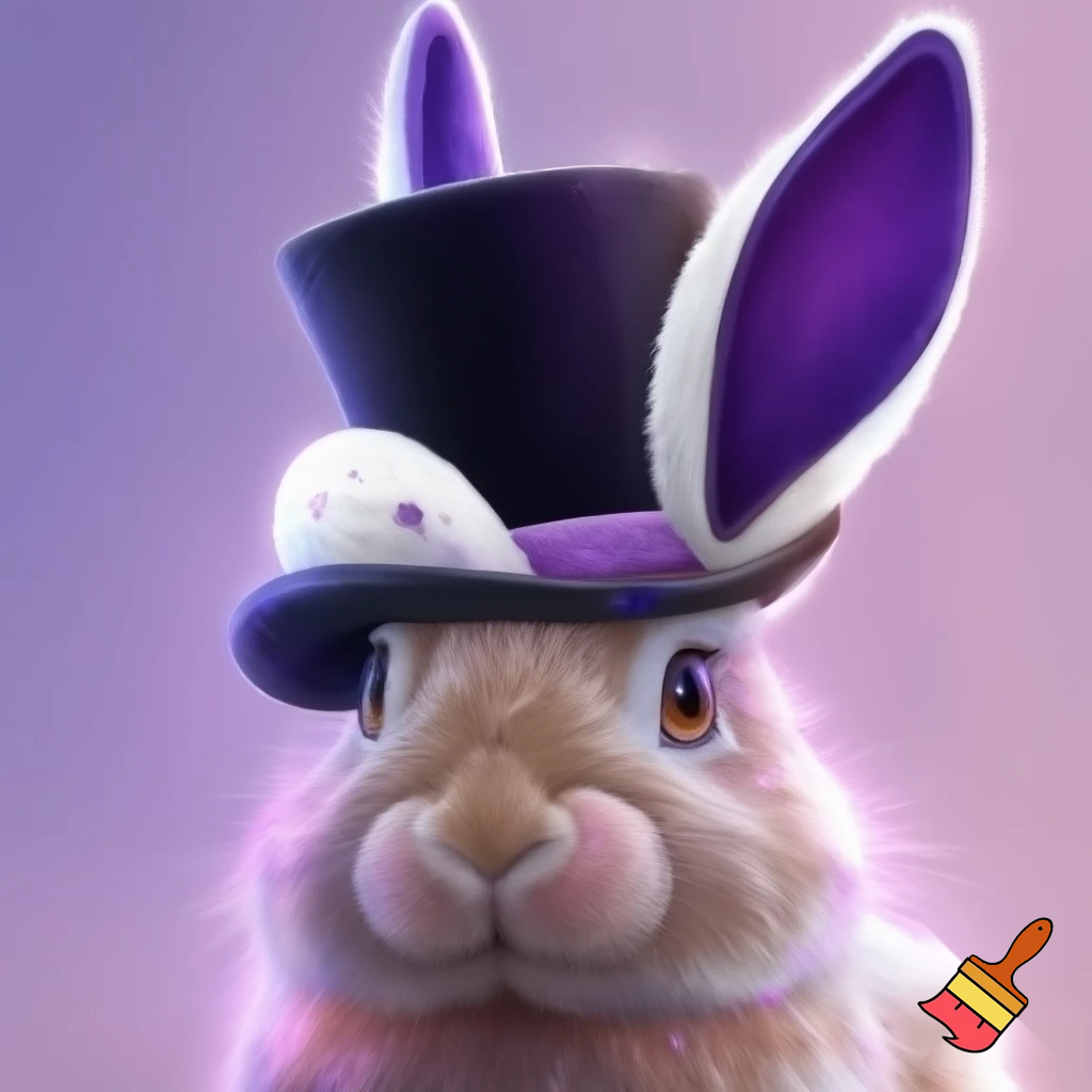 Black top hat with bunny ears velvet white and purple purple and white headband fabric and velvet glitter, purple and pink special present true special and delicate velvet white purple Easter bunny is Ben