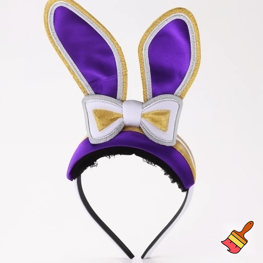 Easter bunny top hat headband, purple and white gold and silver