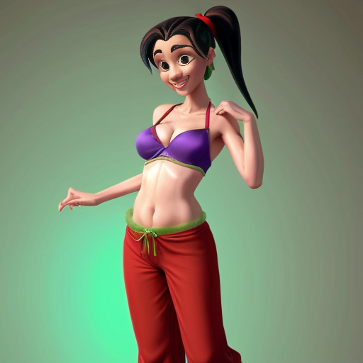 90's disney's 2d aladdin style comic dark black background and panels of 
panel 1 purple haired Ponytail shantae with red harem pants and red bra and red curved slippers with both hand palms place together and hiding the bottom of her mouth with a red veil wrapped around her arms and shoulders. 
panel 2 she danced with red harem pants with red bra and red curved slippers and red veil wrapped around her arms and shoulders and raising legs and bounced up and down her belly and shook her hips left and right. 
panel 3 as Shantae with red harem pants and red bra and curved red slippers spreading her arms, happily revealing her face to the viewer and giving a smile as she turns around shook her butt left and right. Panel 4 as purple haired Ponytail shantae with red harem pants and red bra and red curved slippers started to fading away , except her belly, which is bouncing around. 
Panel 5 then the ball transforms into the fading in belly of green haired Ponytail shantae with light green skin and green harem pants and green bra and green curved slippers and green veil wrapped around her arms and shoulders with her swaying her hips. 
Panel 6 green haired Ponytail shantae with light green skin and purple harem pants and green bra and green curved slippers and green veil wrapped around her arms and shoulders and with her hand palms place together between her chest and she gives a smile and winking her left eye.  