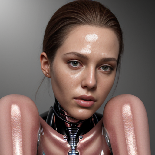 realistic robot woman to latex skin 