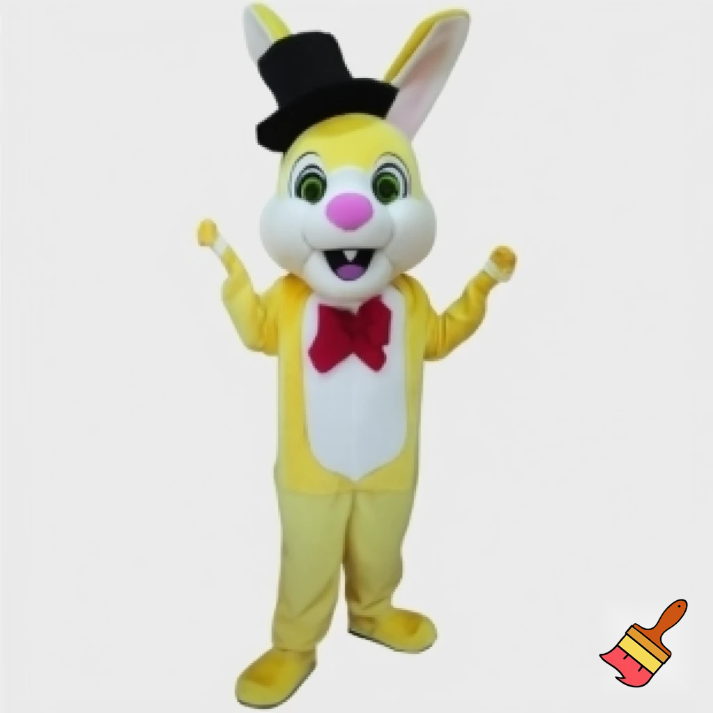 Easter bunny with a top hat mascot costume
