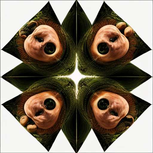 Irreal creaturas sub humana de fractales. 4 paneles. 1, 2, 3, 4. 1: criatura emerge de ti. 2: criatura se alimenta. 3: Blade. 4: la creatura eres tu. Esto en un estilo barroco, ultralimilal, aceituna y papa