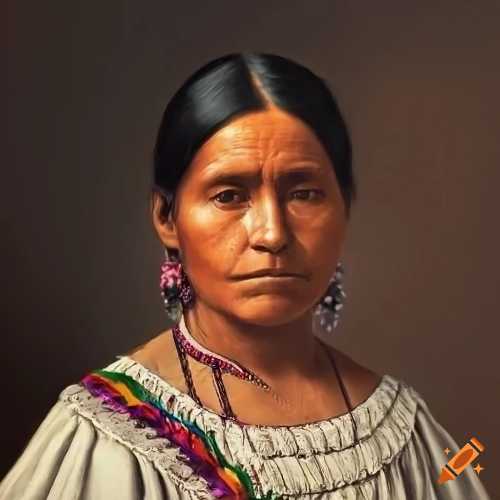 Victorian era portrait of an indigenous mexican woman, photorealistic