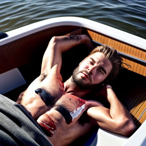 a man dead beside a boat 
