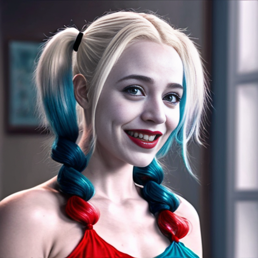 Killer frost crystal frost short white hair blue eyes marrying Harley Quinn blonde hair two pigtails blue eyes 