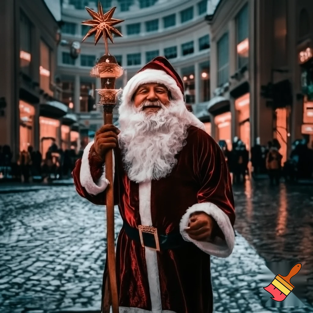  Santa Claus, Russia walking stick with a star shopping centre the real Santa Claus special magic