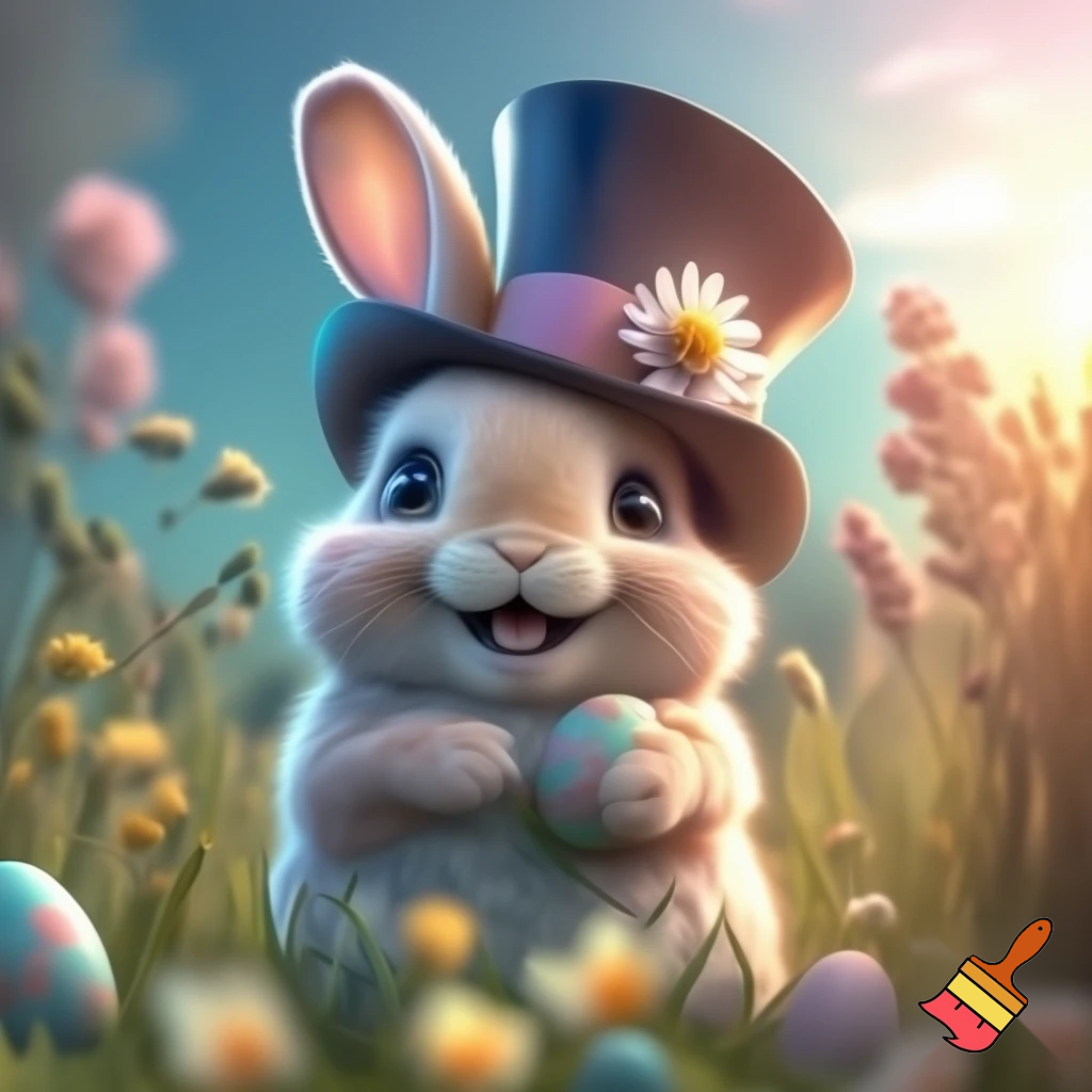 Easter bunny mascot top hat costume