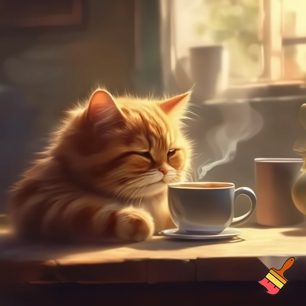 cat drink coffee