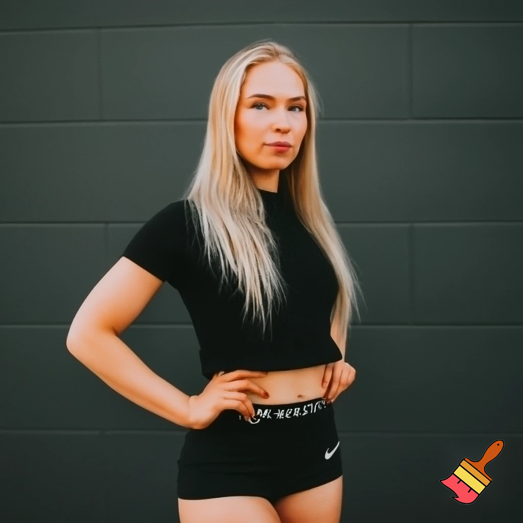 blonde woman in Nike pro shorts