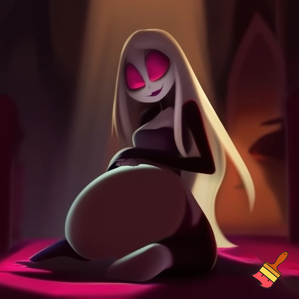generate a photo of vaggie from Hazbin Hotel heavily pregnant