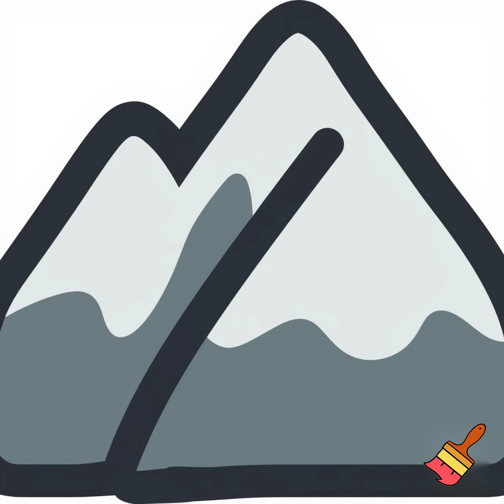 single icon of mountain in cartoon style