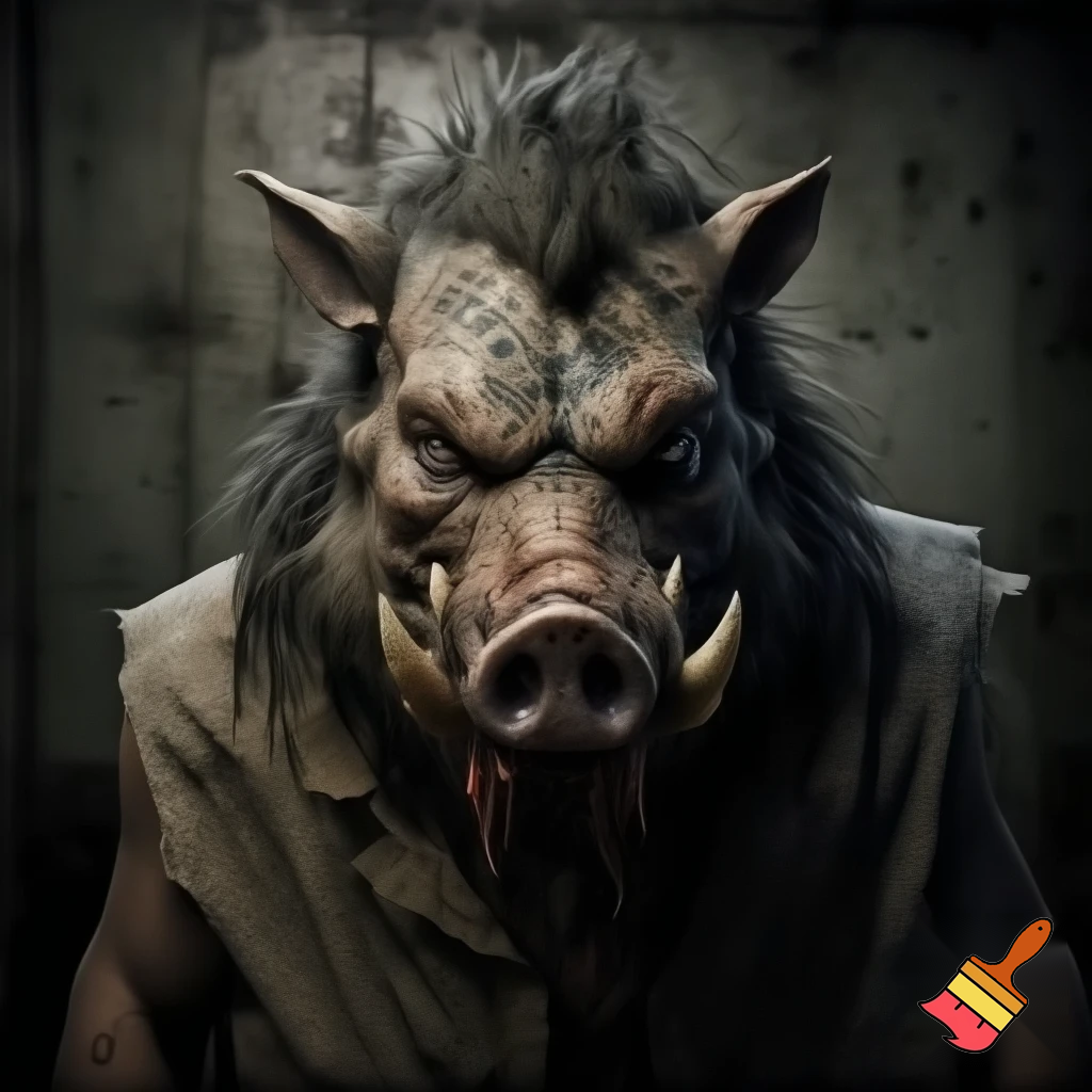 mugshot, deadly, face tattoo, prisoner outfit, evil, wild pig