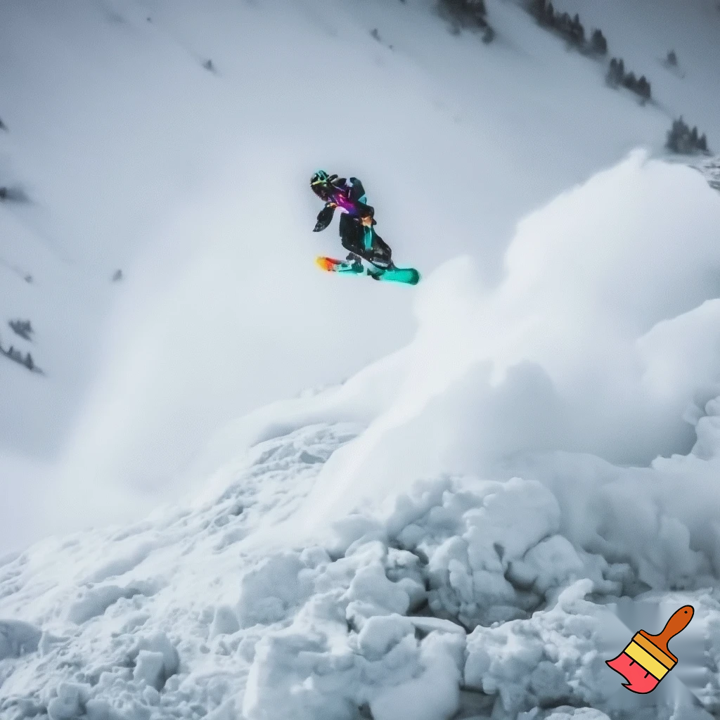 snowboarder in an avalanche