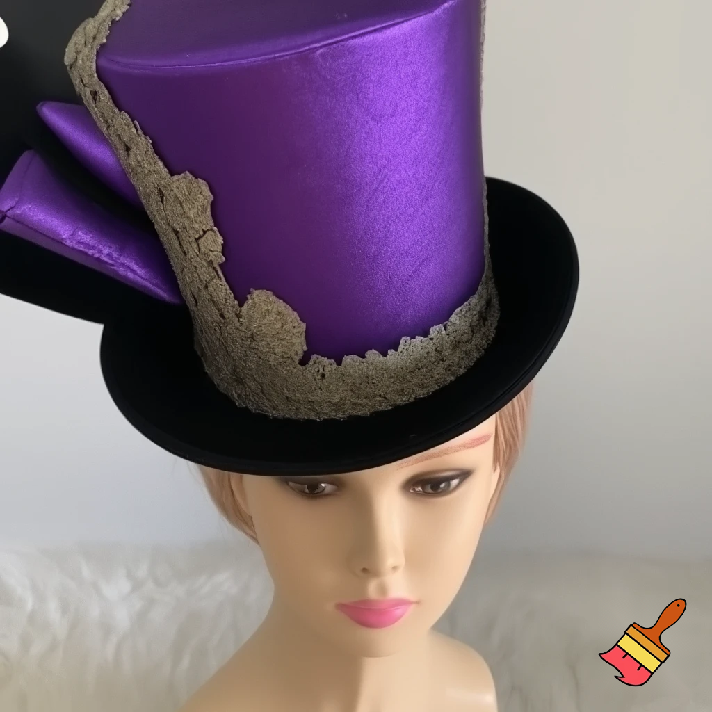 Easter bunny top hat headband, purple and white gold and silver top hat black purple dark purple special hat in delicate purple white, purple and white gold golden silver patterns