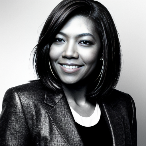 Generate a black and white photo of Queen Latifah Rocking a light brown sleek side part bob hair 