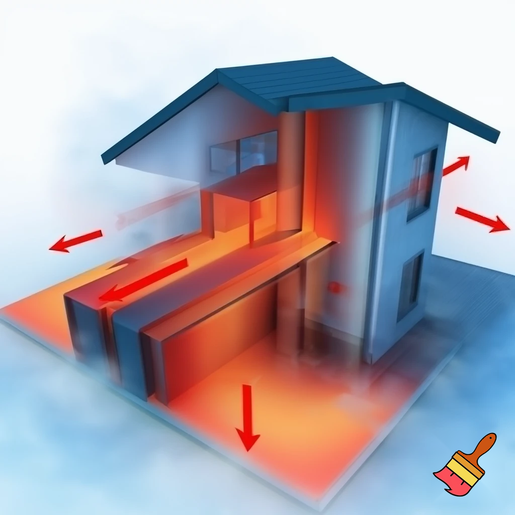  Diagrams or labelled images of a house showing where heat is lost