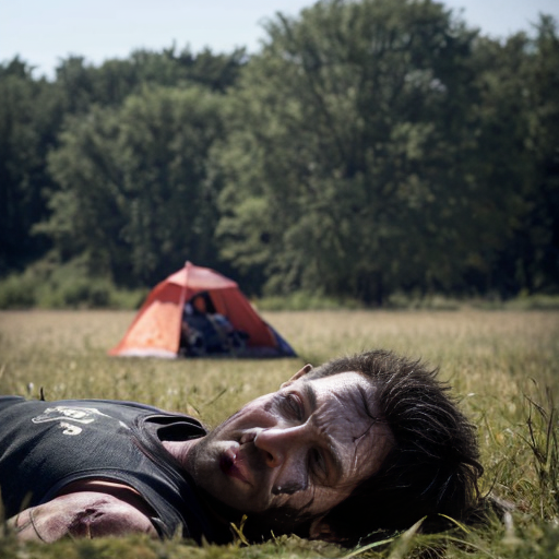 a man dead from a distance in lookinf from the field

