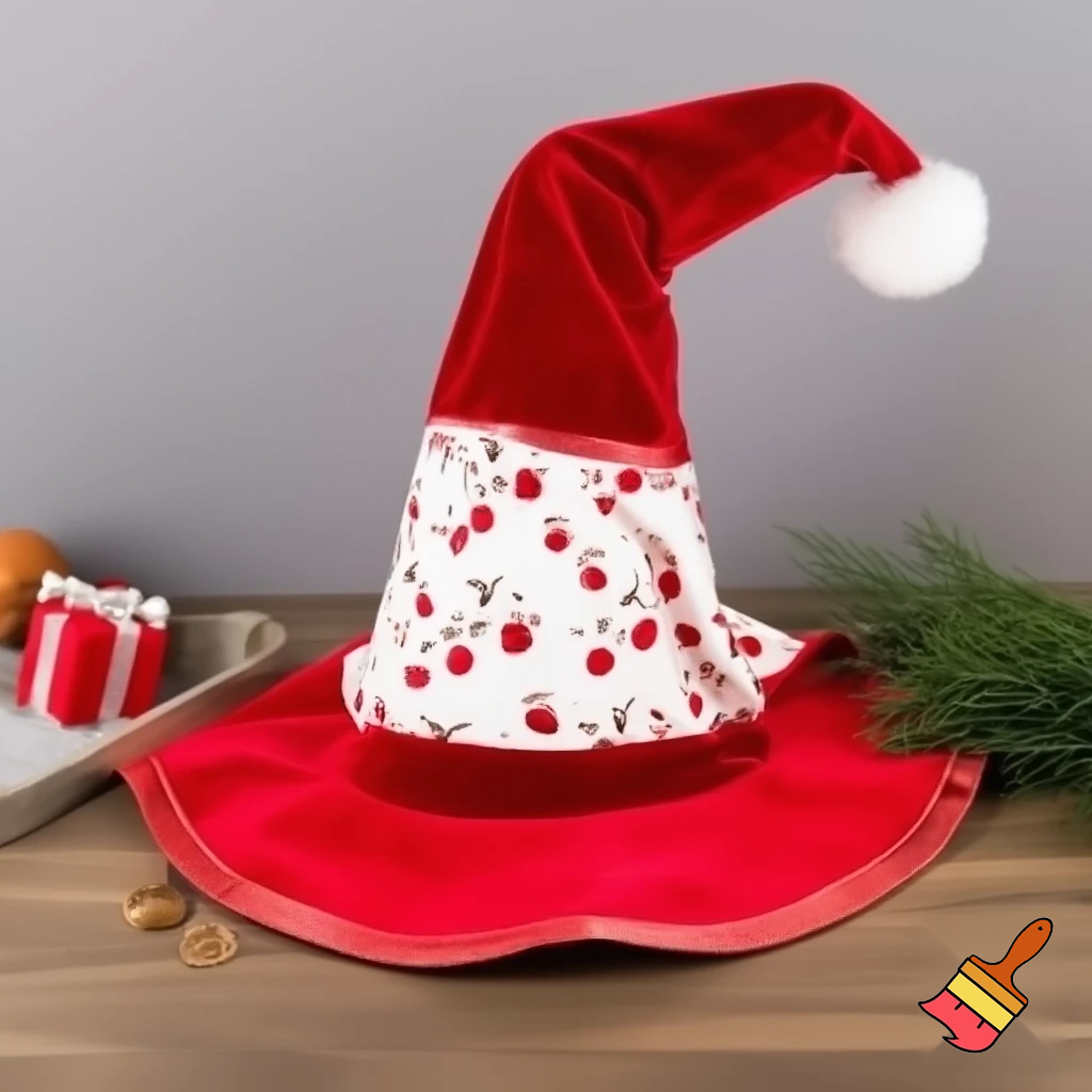 Christmas wizard hat velvet and fabric Santa Claus hat