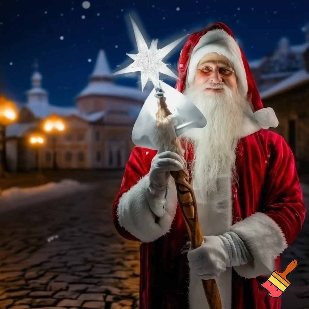 Santa Claus, Russia walking stick with the start the real Santa Claus
A star
