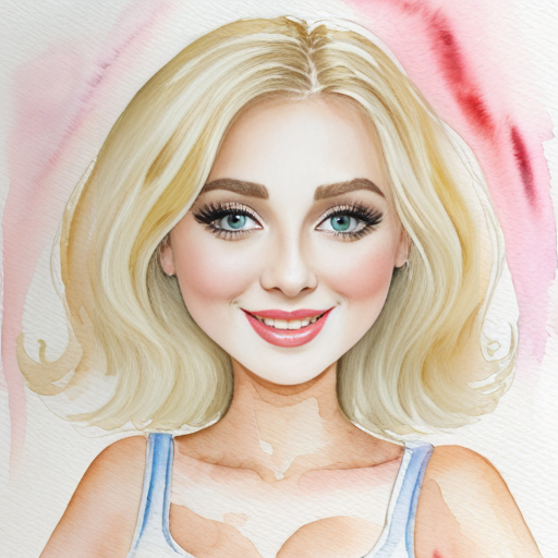 A cartoon girl with blonde big bushy blonde hair 