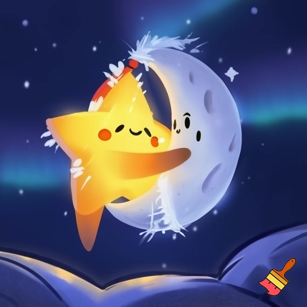 Star and the moon christmas cartoon
