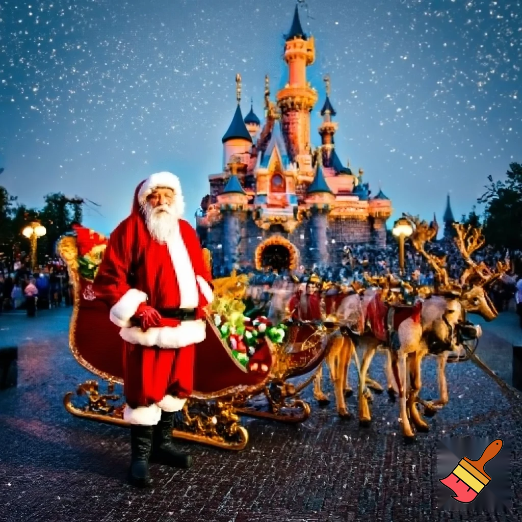 Santa Claus, France parade Paris Disneyland Santa sleigh castle Paris Santa Claus