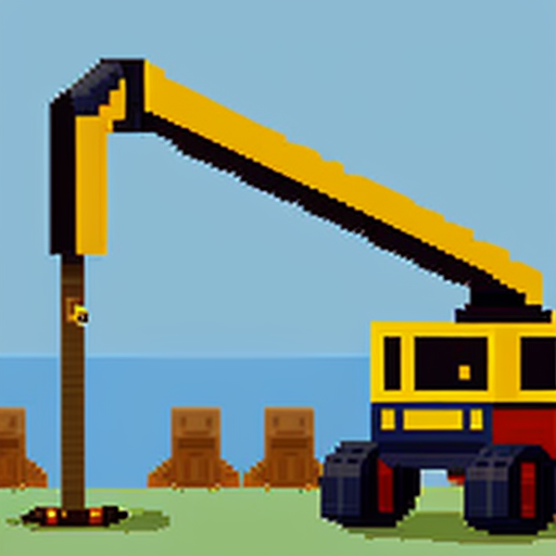 Make a pixel art of a enemy that is a robot crane head and has crane arms is really tall and is found in junkyards they could also shot balls of energy and this is a enemy for jumpbot the main charecters in our game