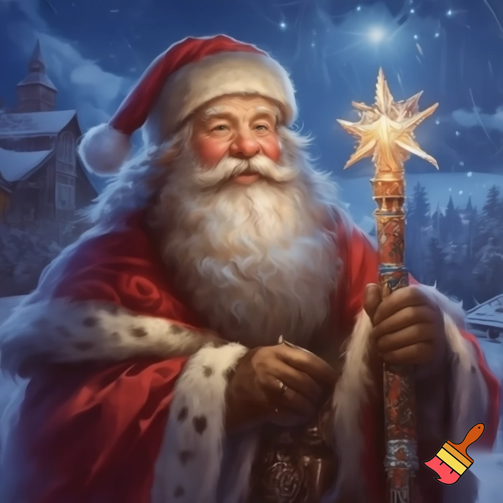 Russian walking stick Santa Claus star