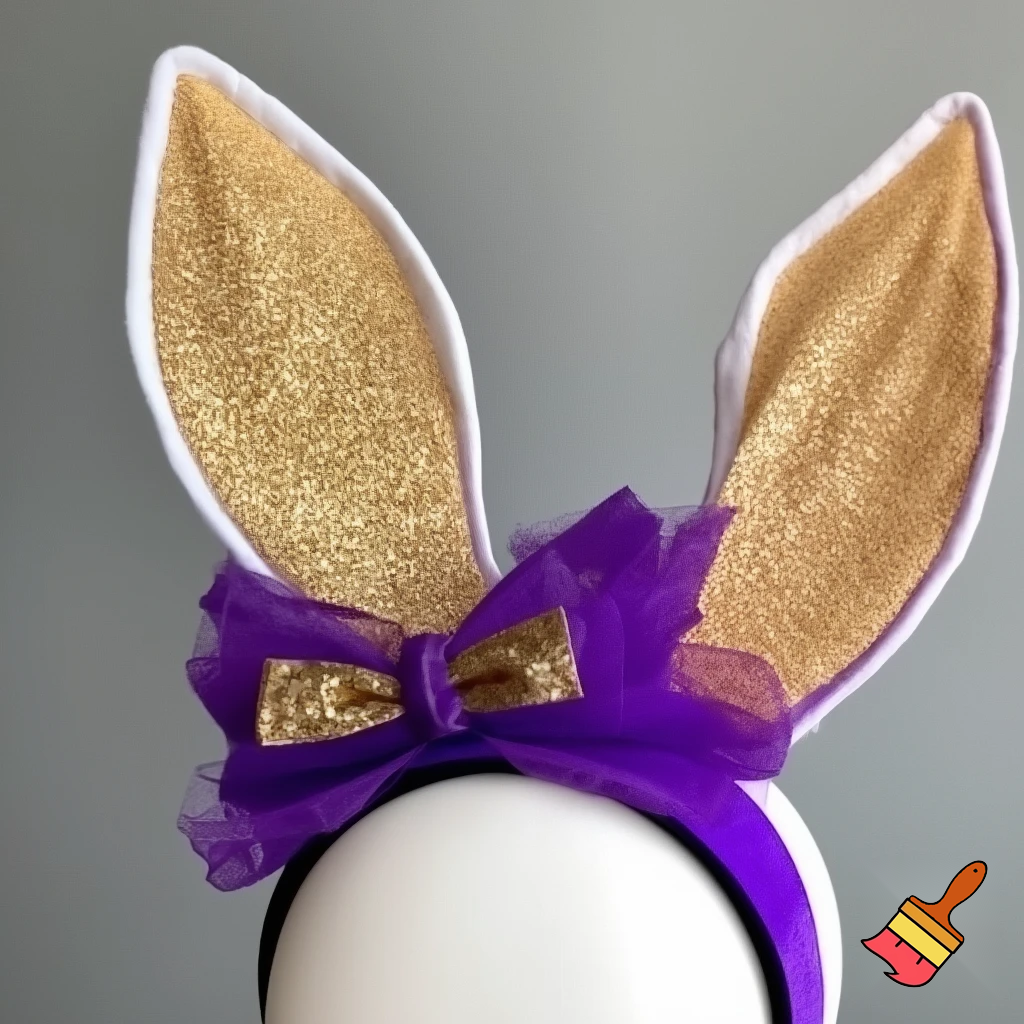 Special top hat headband Easter headband with rabbit, ears, purple and white purple and white with glitter velvet golden purple and white with glitter