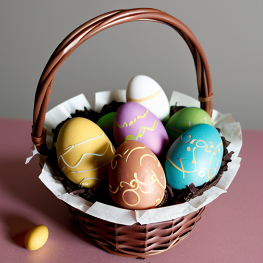 Easter egg basket, chocolate Easter egg basket Easter bunnies, chocolate