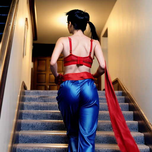 90's disney's 2d aladdin style comic black background and panels of  panel 1 a line black haired ponytail women with blue skin,blue harem pants red bra and red sash red curved slippers are marching down the stairs. 
Panel 2 then the line of black haired ponytail  women with blue skin,blue harem pants red bra and red sash and red curved slippers shake their hips left and right on the stairs in sync. 
Panel 3 then the line of black haired ponytail  women with blue skin,blue harem pants red bra and red sash and red slippers returns to marching down the stairs. 