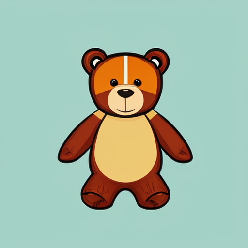 Cartoon bear; bold,, 2D, and thick-lined cartoon style characterized by geometric character designs