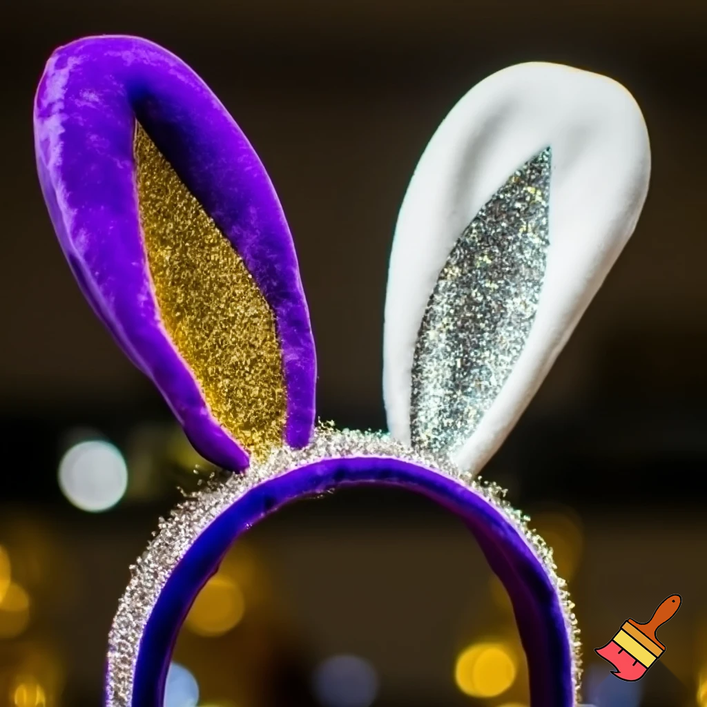 Special top hat headband Easter headband with rabbit, ears, purple and white purple and white with glitter velvet golden purple and white with glitter silver