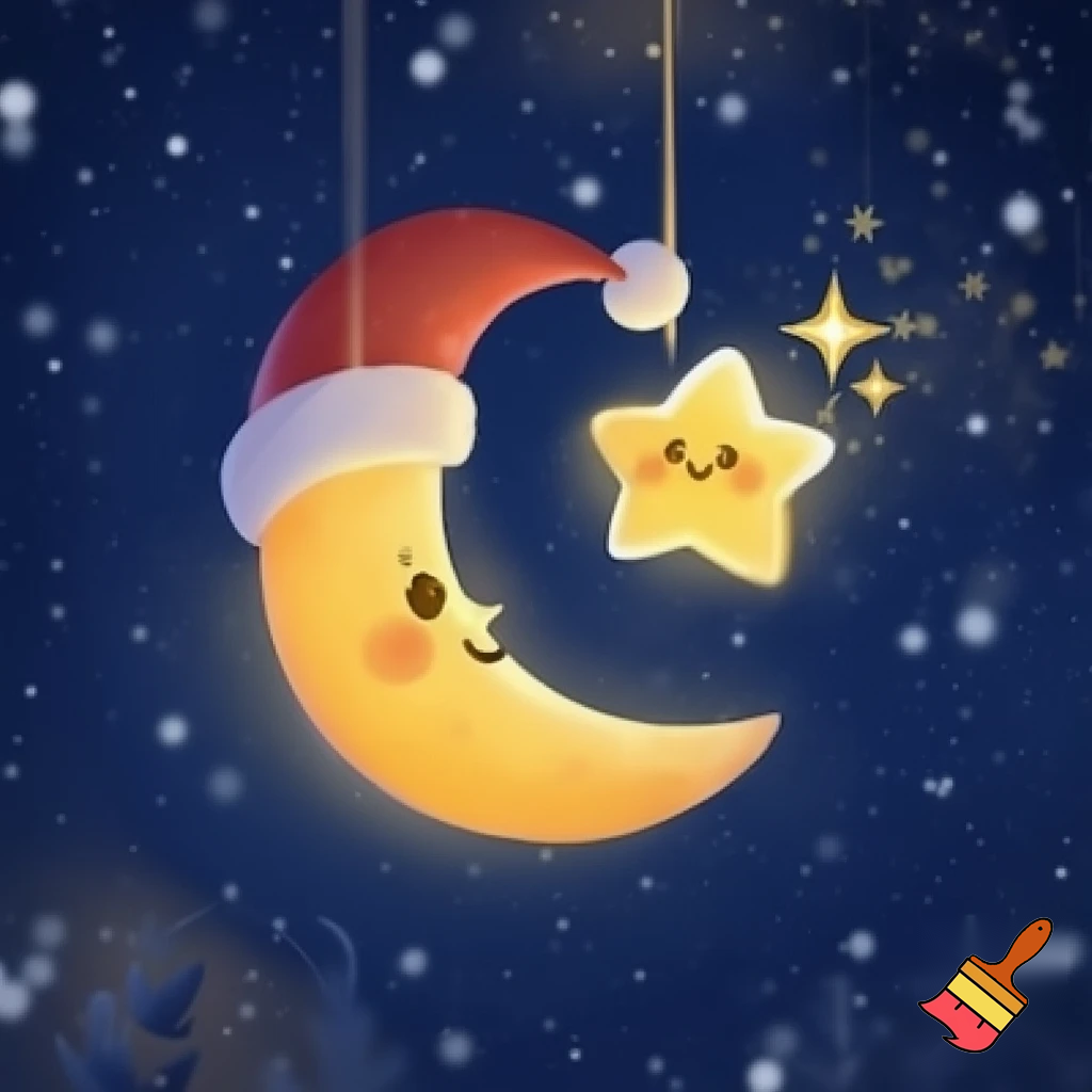 Star and the moon christmas cartoon