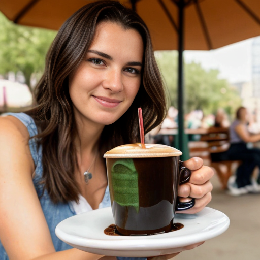 Goretzka drink coffee and Vanessa drink coffee at the park 