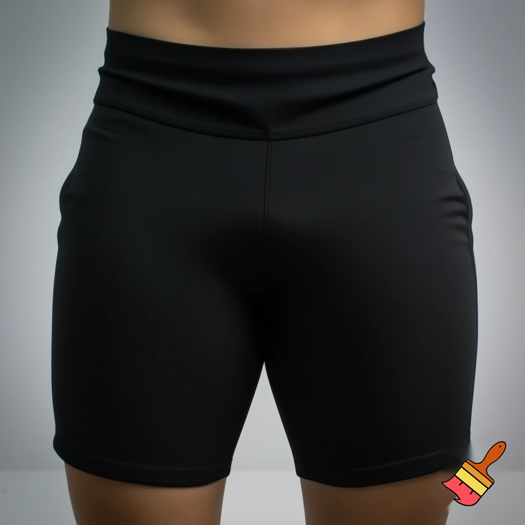 black shorts which is a full view