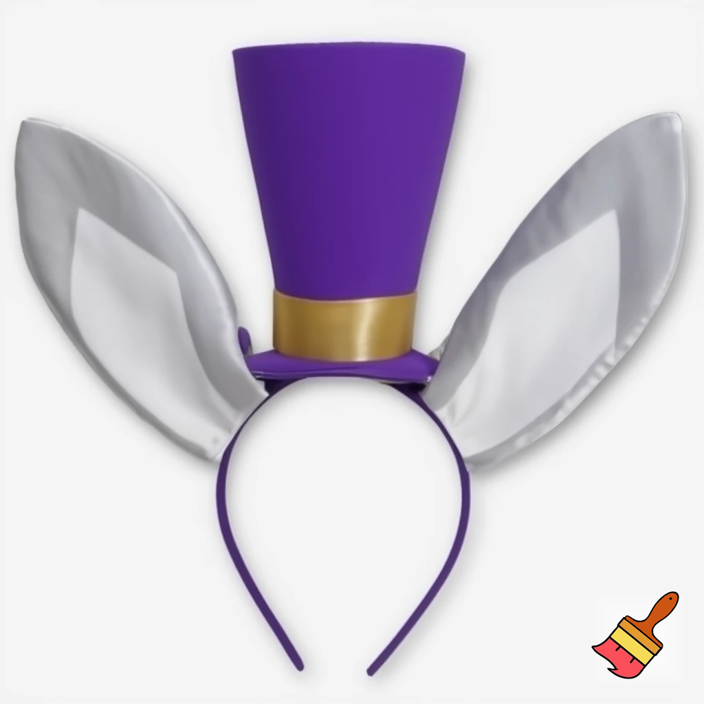 Easter bunny top hat headband, purple and white gold and silver top hat